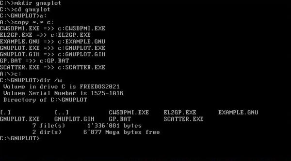 Gnuplot on FreeDOS: Copying the Gnuplot 4 files to the harddisk