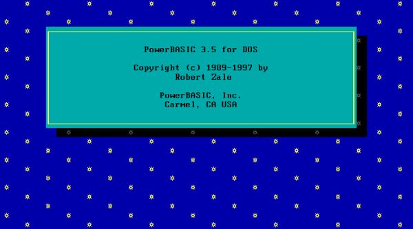 PowerBASIC on FreeDOS: Installation - Program version and copyright info