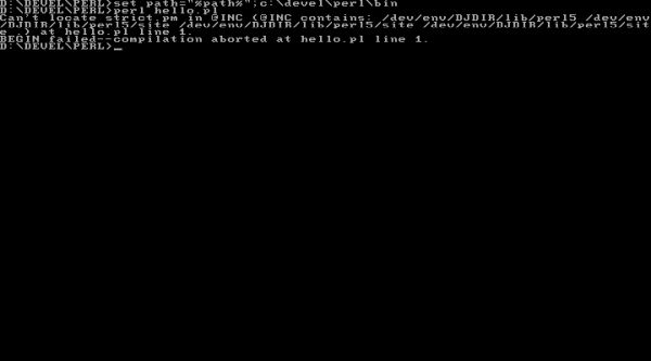 Perl on FreeDOS: Libraries not found error message