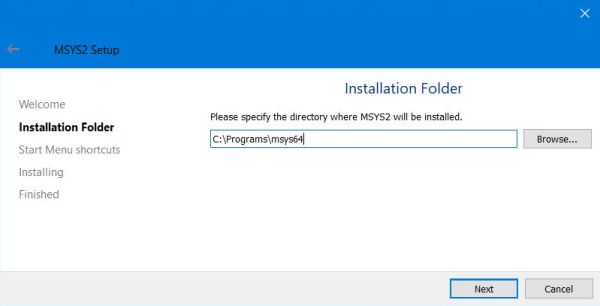 Installing MSYS2 for GCC development on Windows 10