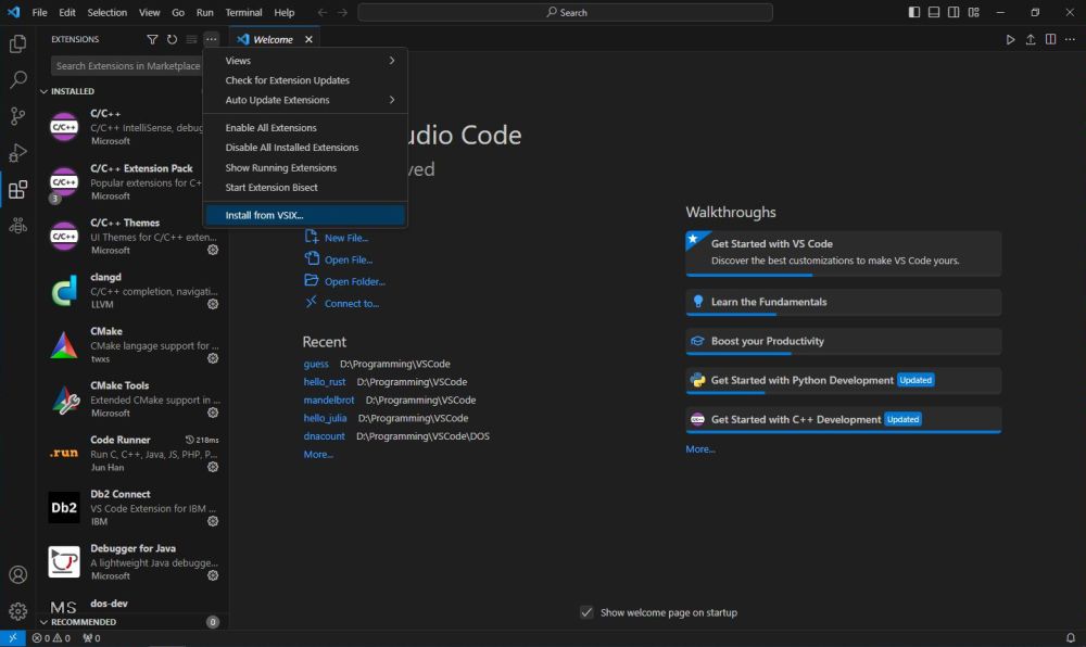 Go on Windows 10 - VSCode: Install the VS Code Go extension