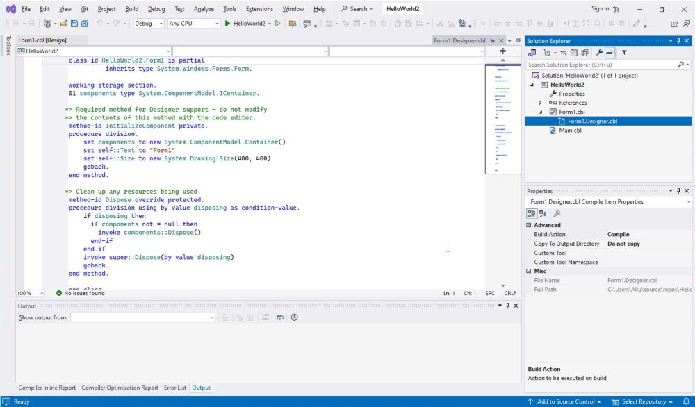 Micro Focus Visual Cobol Windows 11 - Visual Studio: Creating a Windows Forms (.NET) COBOL Application [2]