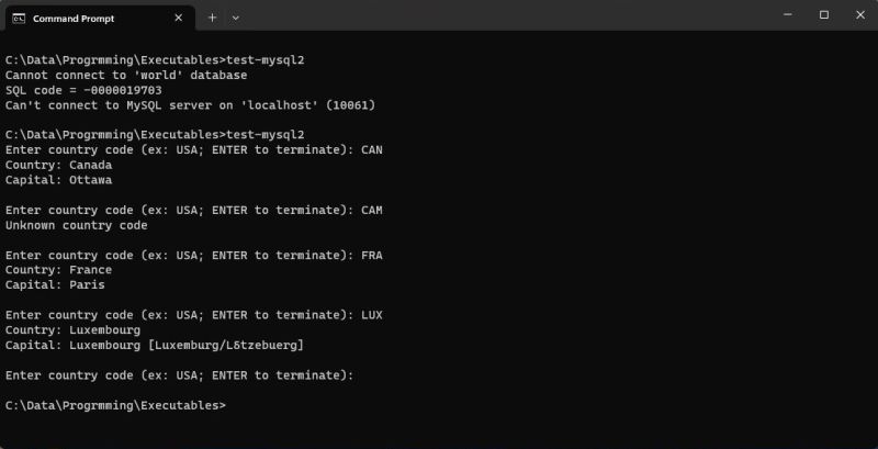 Accessing MySQL with Visual COBOL: Reading data from the 'world' database