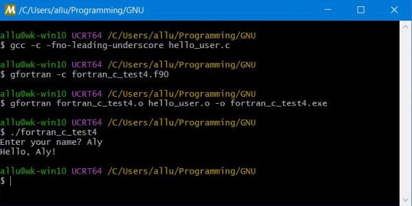 Mixed GCC and GFortran programming on Windows: Value assignment to a Fortran string by a C function