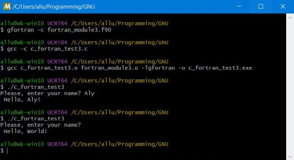 Mixed GCC and GFortran programming on Windows: Passing a string from C to Fortran