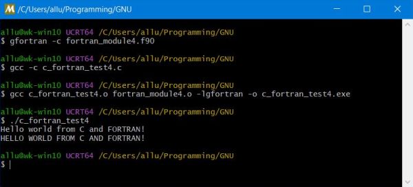 Mixed GCC and GFortran programming on Windows: Modification of a C string by Fortran