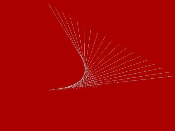 True BASIC on MS-DOS: Output of the included program sample bounce.tru