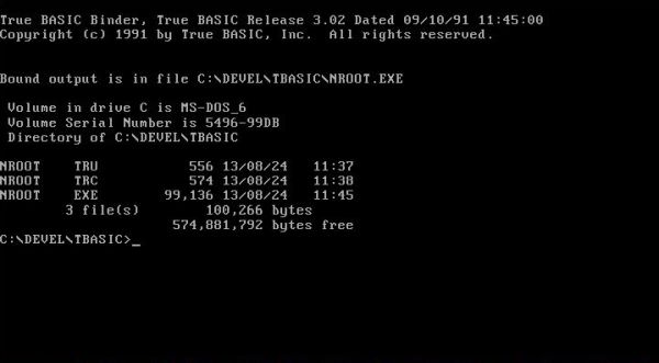 True BASIC on MS-DOS: Binding a .TRC file using a custom batch file