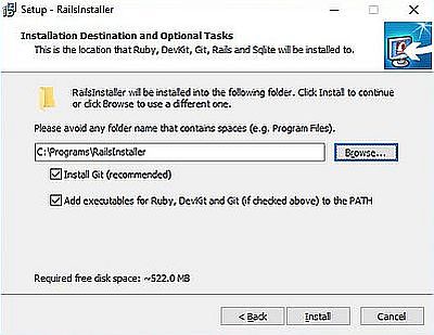 Ruby on Windows 10: Installation of RailsInstaller - Directory and additional tasks