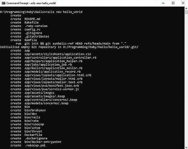Ruby on Windows 10: Ruby on Rails - Creating a Rails project [1]