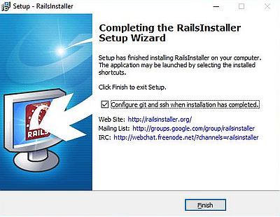 Ruby on Windows 10: Installation of RailsInstaller - Selecting to configure Git and SSH