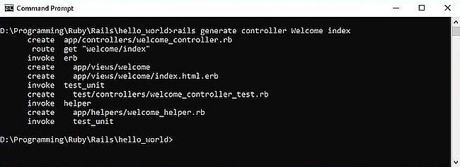 Ruby on Windows 10: Ruby on Rails - Creating a new controller