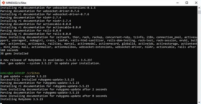 Ruby on Windows 10: Installation of the latest version of RubyGems