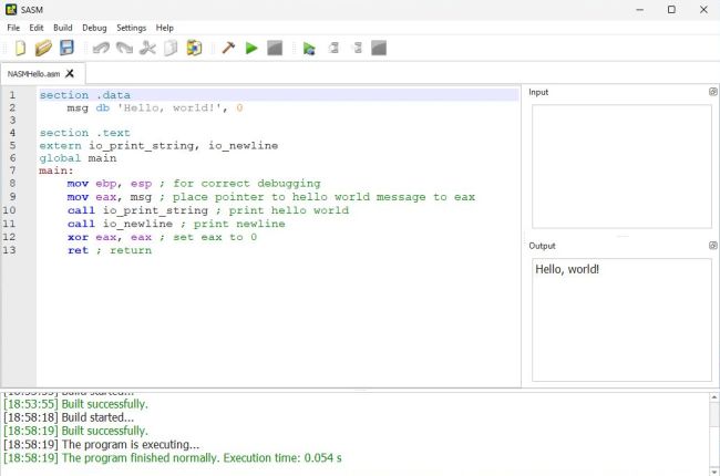 Assembly programming on Windows: SASM IDE - Running a 32-bit NASM program