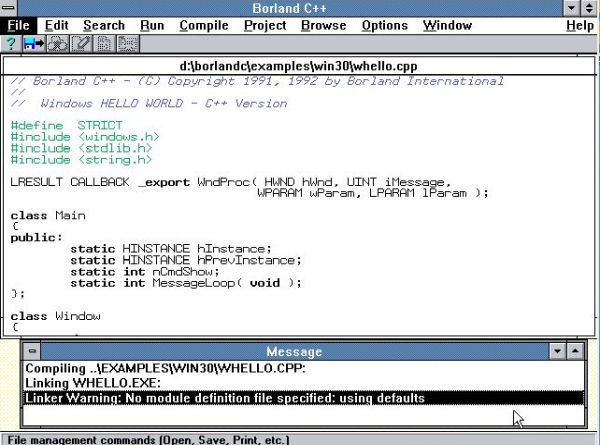 Using Borland C++ 3.1 on Windows 3.0: Building a sample Windows application