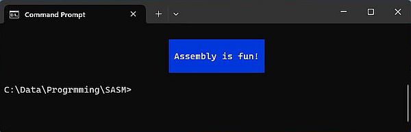 ANSI escape sequences on Windows: Assembly - Colored text positioning in Windows 11 Command Prompt