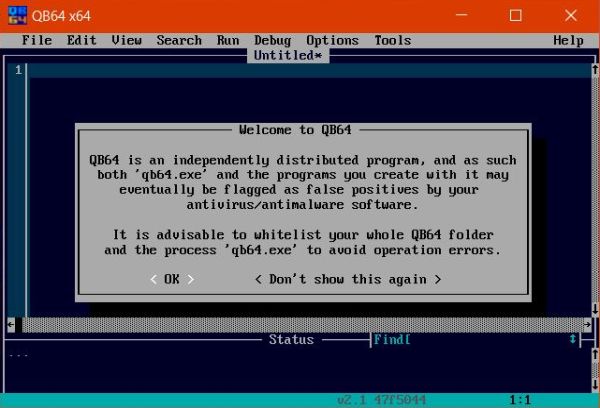 QB64 on Windows 10 - The (DOS-software-like) QB64 IDE