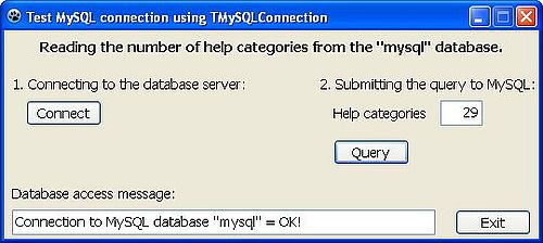 MySQL on Windows XP: Testing MySQL access with Lazarus/Free Pascal [2]