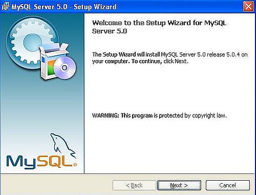 MySQL on Windows XP: Installation - Welcome screen