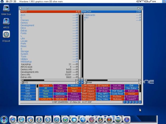 Running AROS One: The DOpus4 file manager