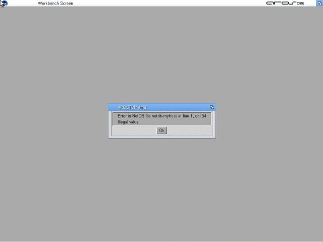 Running AROS One: Error in file netdb-myhost after network setup