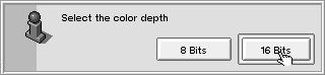 BeOS 5 Personal Edition post-installation setup: Graphics card - Choosing the color depth