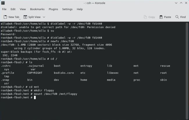 Configuring and mounting a floppy drive on FreeBSD