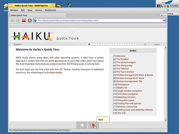 Installing Haiku: The Haiku 'Quick Tour'