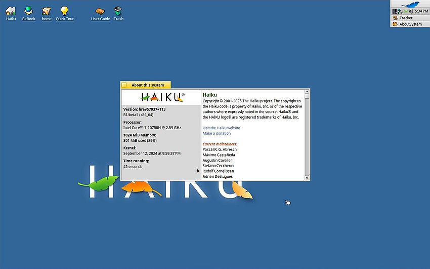 Installing Haiku: Brief hardware and software summary