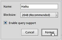 Installing Haiku: Creating a new partition [4]