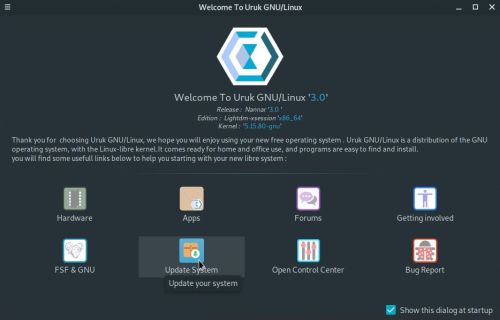 Updating Uruk GNU/Linux 3.0 using 'Update system' feature