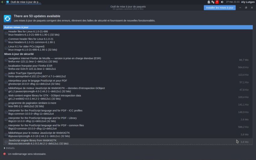 Updating Emmabuntüs DE5 using the package updater tool