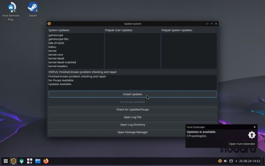 Updating Nobara 40 Official using the graphical 'Update System' application