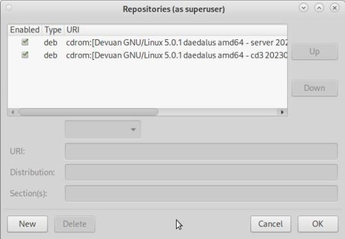 Updating Devuan Daedalus: After installation, only the CDROM repositories are defined