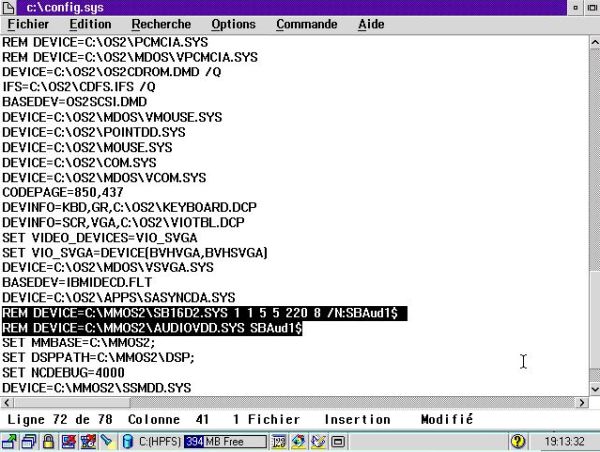 Adding multimedia support to OS/2 2.x: Modifying CONFIG.SYS in order to get rid of audio driver error message
