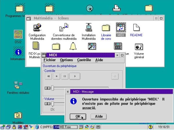 Adding multimedia support to OS/2 2.x: MIDI player not working, because there is no appropriate driver installed
