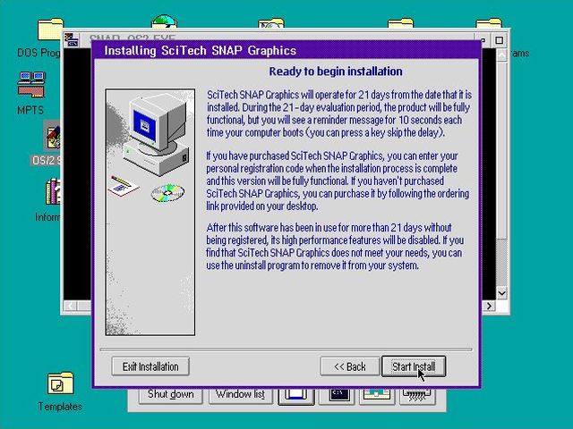 SNAP graphics driver on OS/2 Warp 3: Driver installation - Registration information