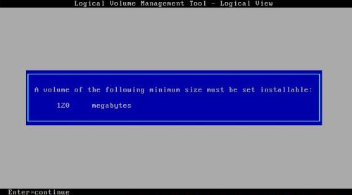 OS/2 Warp 4 installation: Partitioning - Warning that there isn't an adequate disk volume available