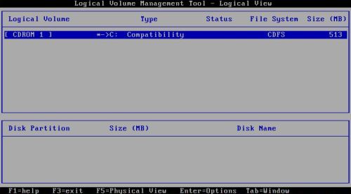 OS/2 Warp 4 installation: Partitioning - Logical volumes management: No partitions available