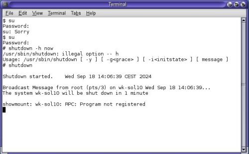 Solaris 10 shutdown problem