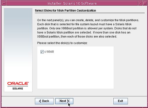 Installing Solaris 10: partitioning - Disk selection [2]