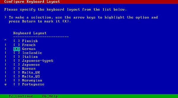 Installing Solaris 10: Choosing a keyboard layout