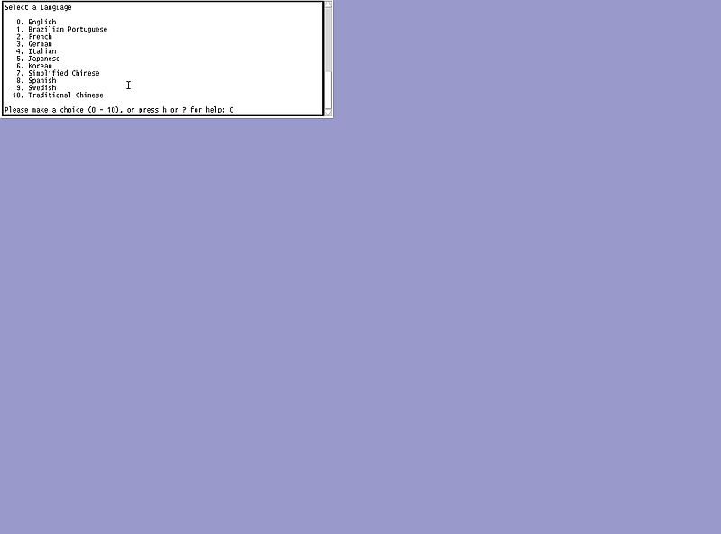 Installing Solaris 10: Selection of a language