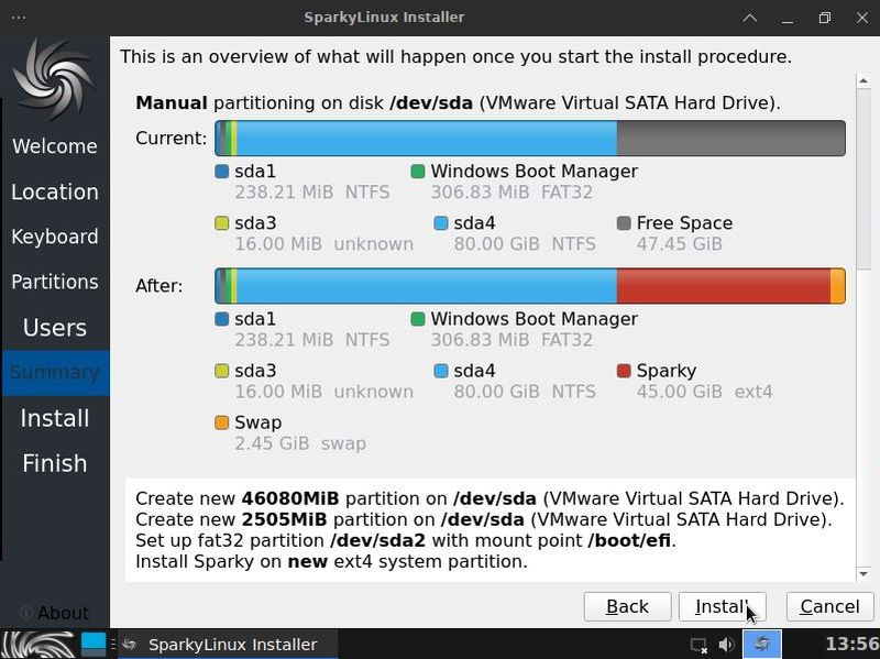 Windows 10 and Linux dual boot: Manual partitioning - Writing the new partition layout to disk