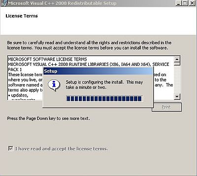 Apache on Windows 2000: Installation of the VC++ 2008 redistributable