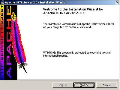 Apache on Windows 2000: Installation - 'Welcome' window