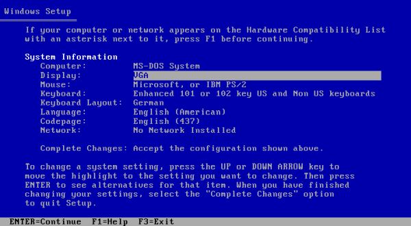 Windows 3.11 SVGA 1024×768 pixels: Windows Setup - Selecting to change the display driver