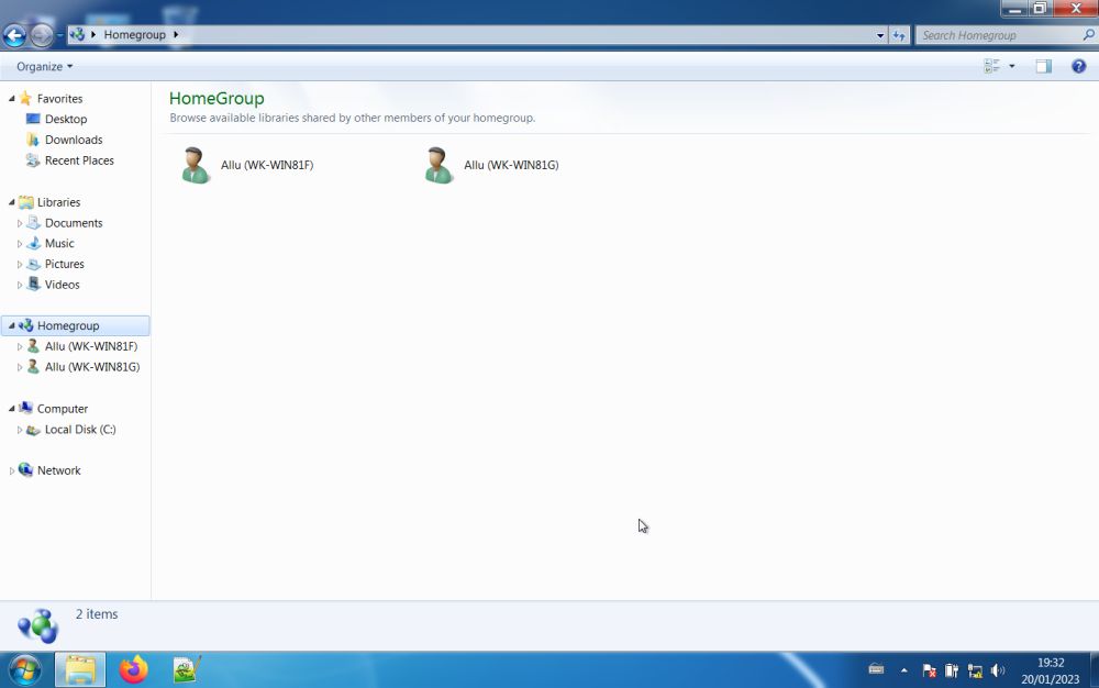 Windows 7: Homegroup computers in File Explorer