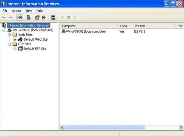 IIS on Windows XP: Default HTTP and FTP servers after initial installation