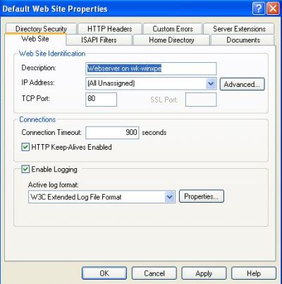 IIS on Windows XP: HTTP setup - IP address and port